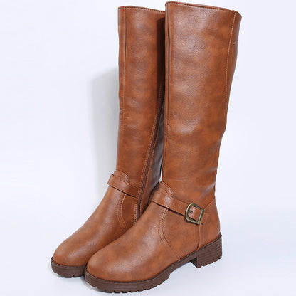 Zipper thigh-high boots