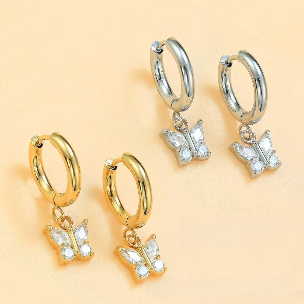 Zircon Accent Steel Earrings