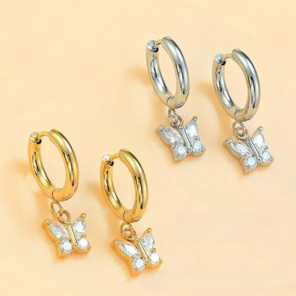 Zircon Accent Steel Earrings