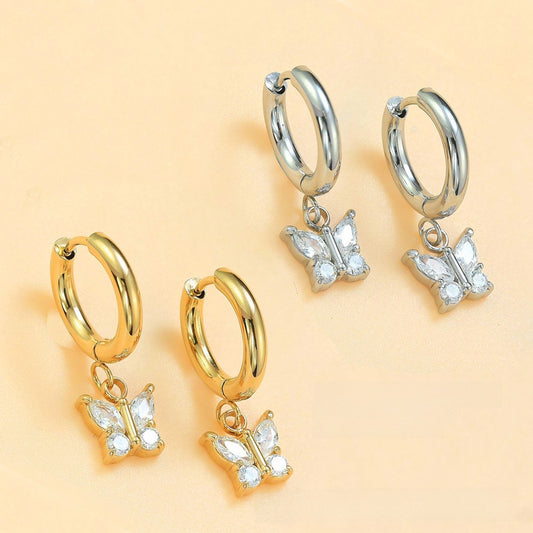 Zircon Accent Steel Earrings