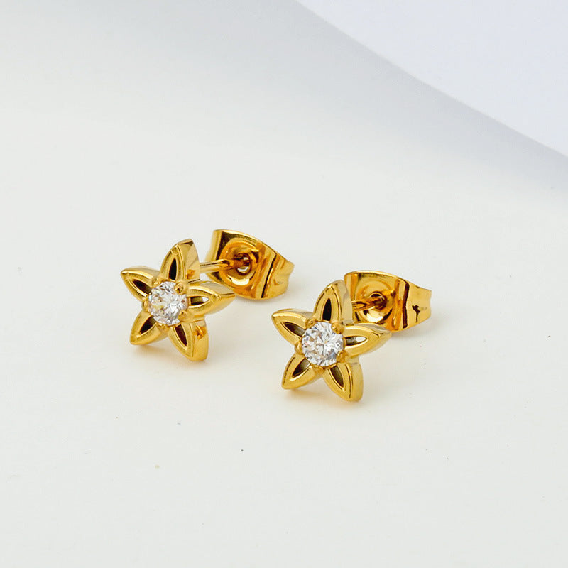 Zircon Accent Steel Earrings