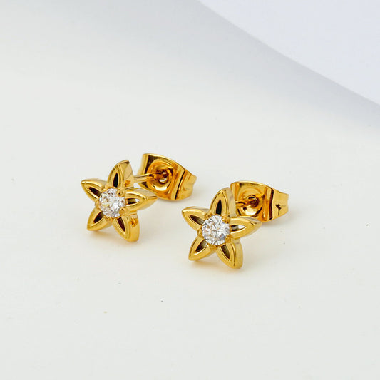 Zircon Accent Steel Earrings