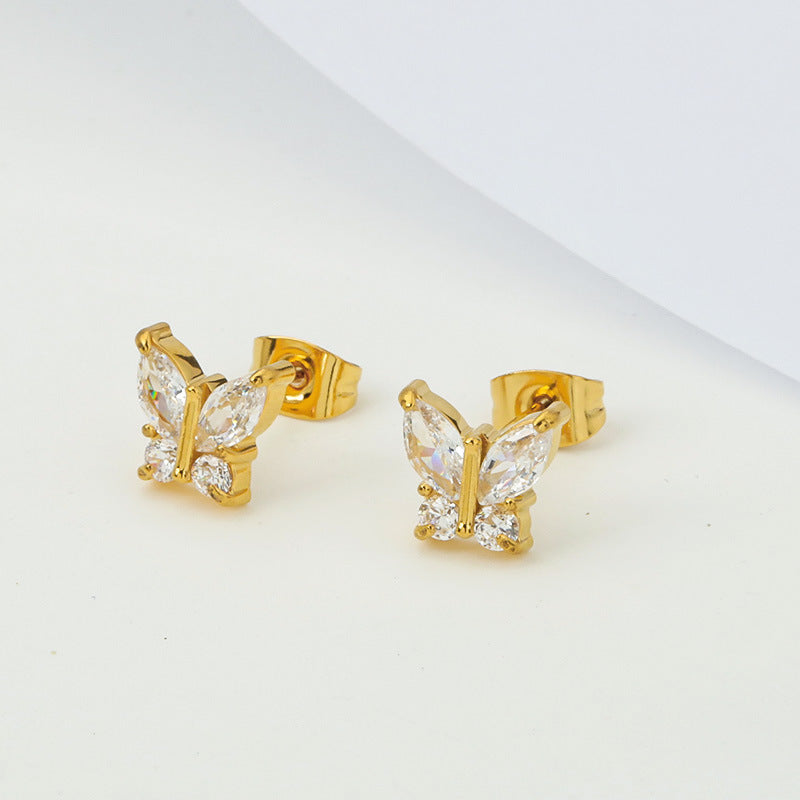 Zircon Accent Steel Earrings
