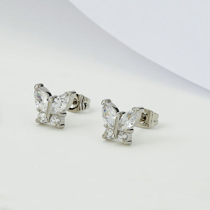 Zircon Accent Steel Earrings