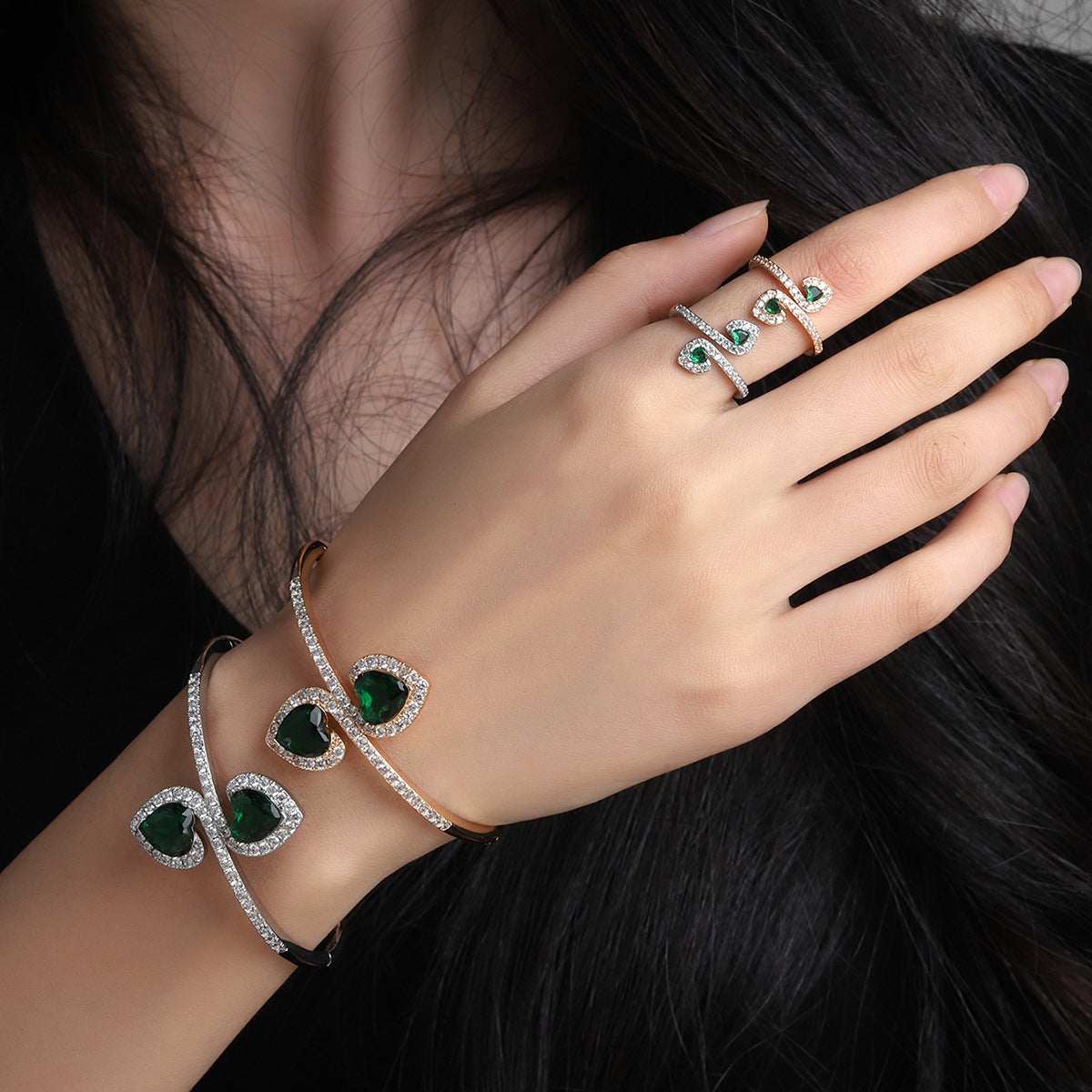 Zircon Bracelet and Ring Set