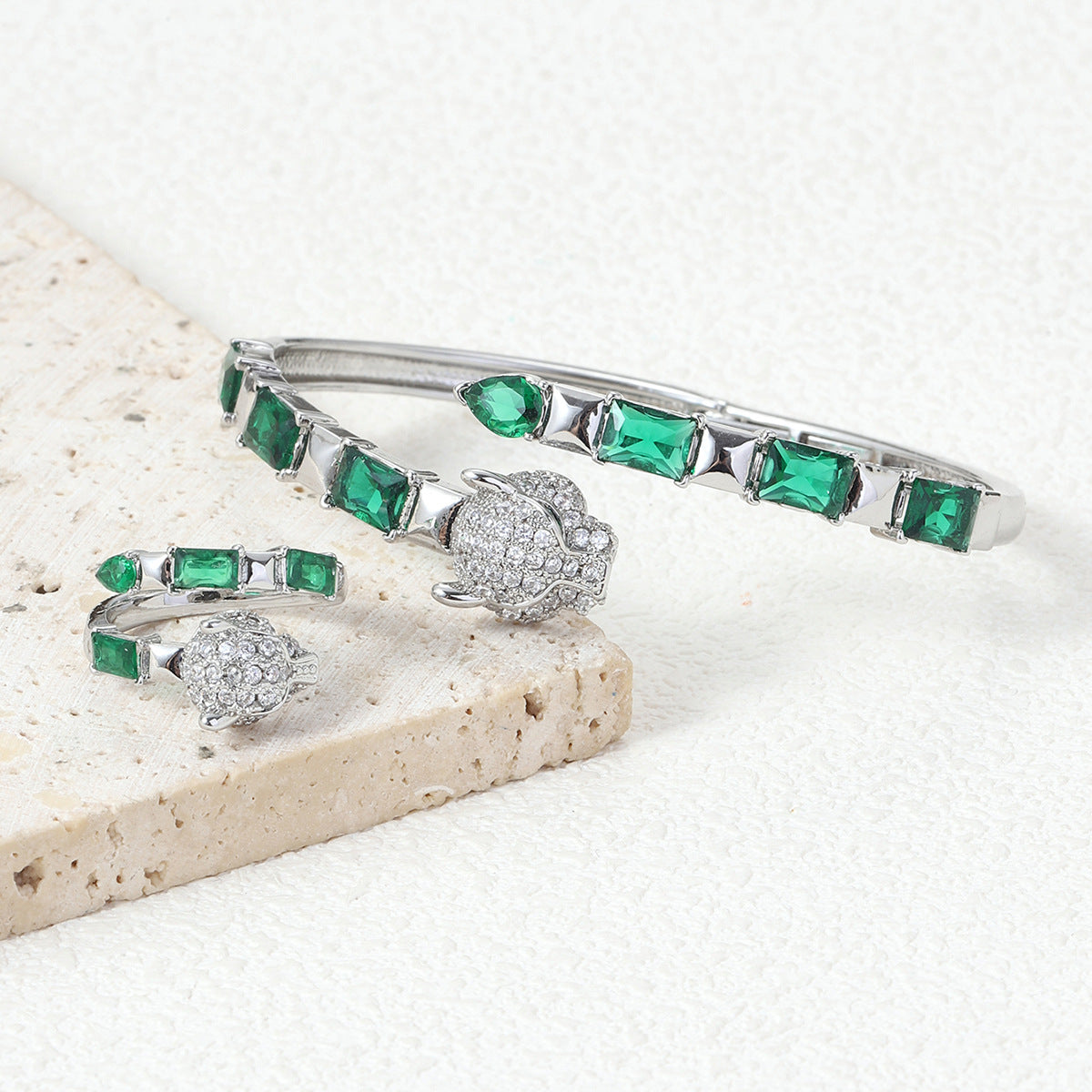 Zircon Bracelet and Ring Set
