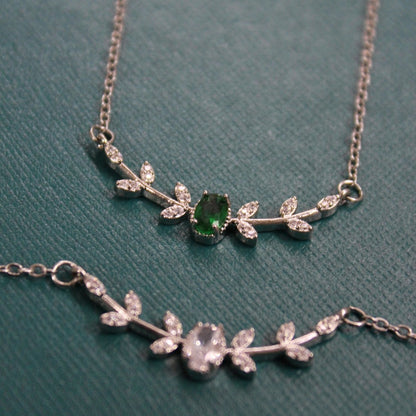 Zircon Branch Necklace with Copper Pendant