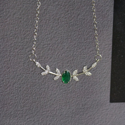 Zircon Branch Necklace with Copper Pendant