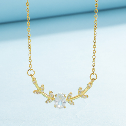 Zircon Branch Necklace with Copper Pendant