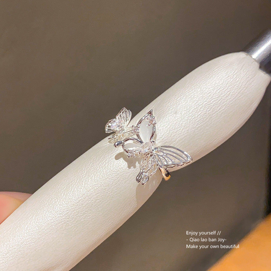 Zircon Butterfly Hollow Open Ring for Women