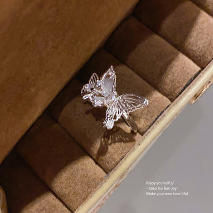 Zircon Butterfly Hollow Open Ring for Women