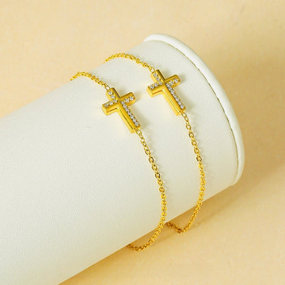 Zircon Cross Bracelet Steel Jewelry