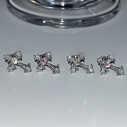 Zircon cross ear bone stud