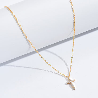 Zircon Cross Pendant Alloy Necklace