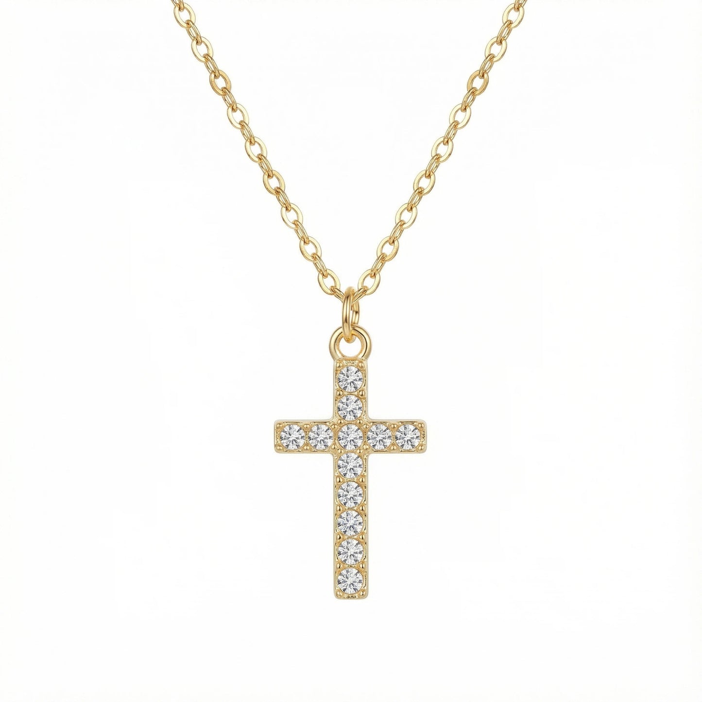 Zircon Cross Pendant Alloy Necklace