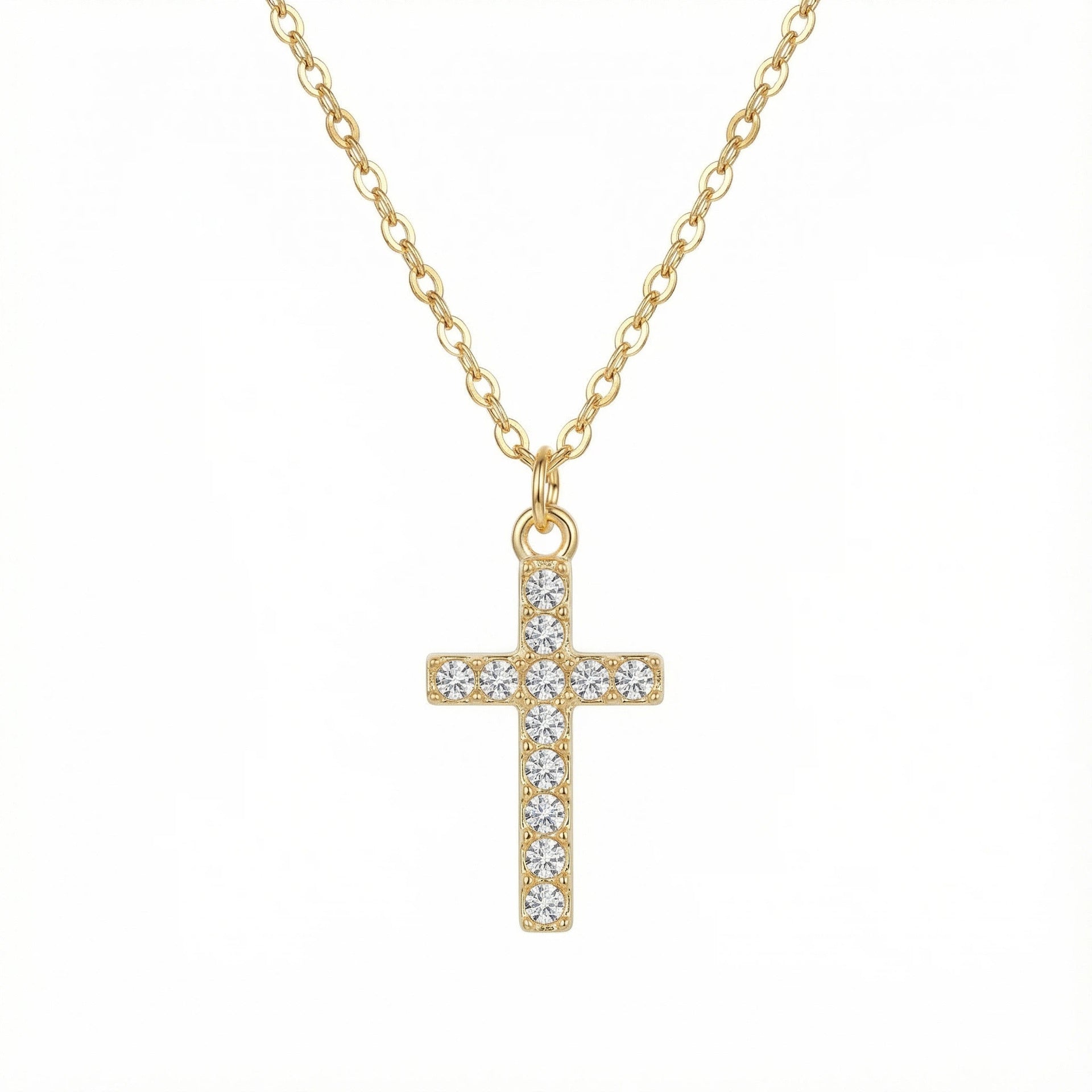 Zircon Cross Pendant Alloy Necklace