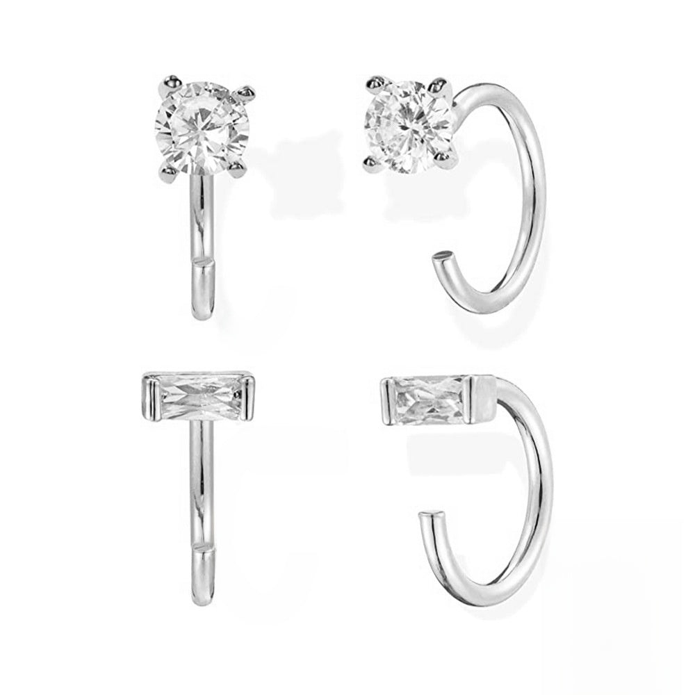 Zircon ear clips earrings