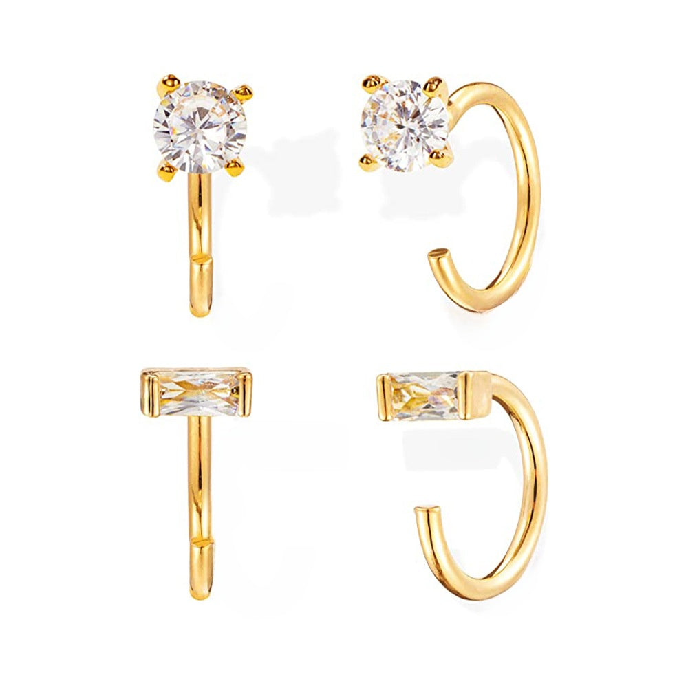 Zircon ear clips earrings