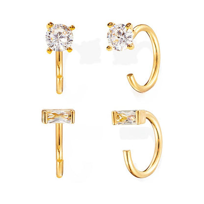 Zircon ear clips earrings