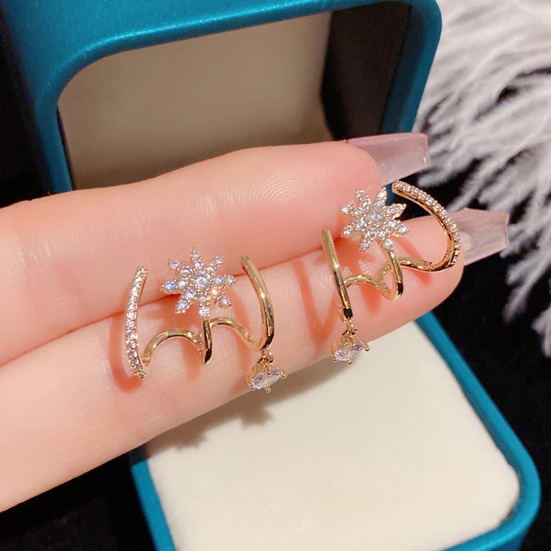 Zircon Eight-Pointed Star Stud Earrings