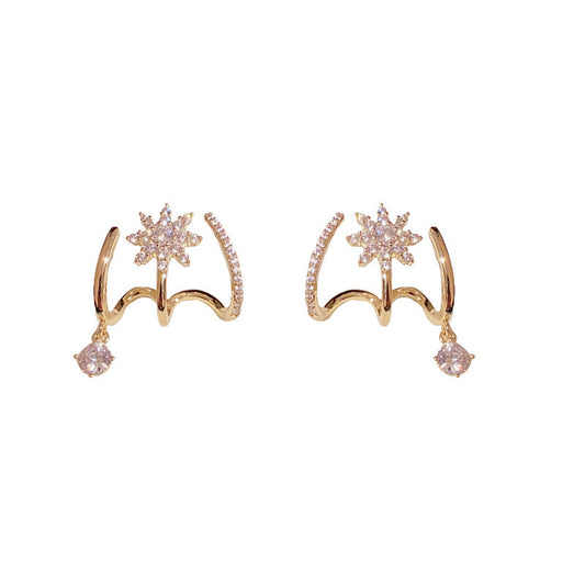 Zircon Eight-Pointed Star Stud Earrings