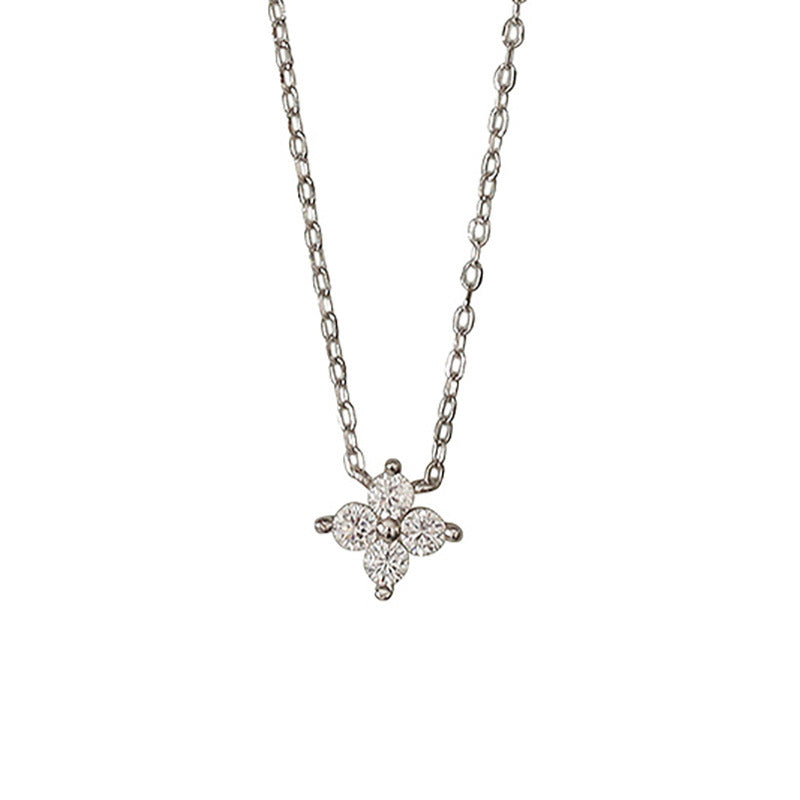 Zircon Four Leaf Flower Adjustable Necklace