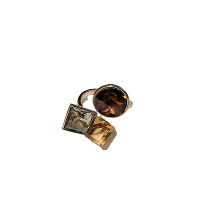 Zircon Geometric Open Ring Multi-Layered Colorful Design