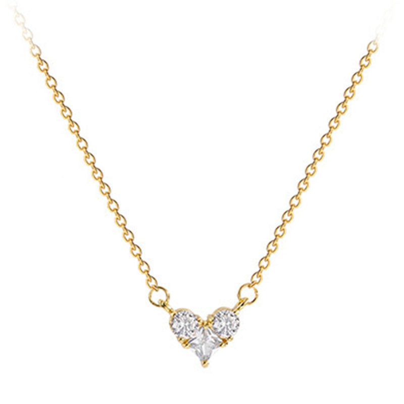Zircon Heart Pendant Necklace Women Minimalist Korean Style