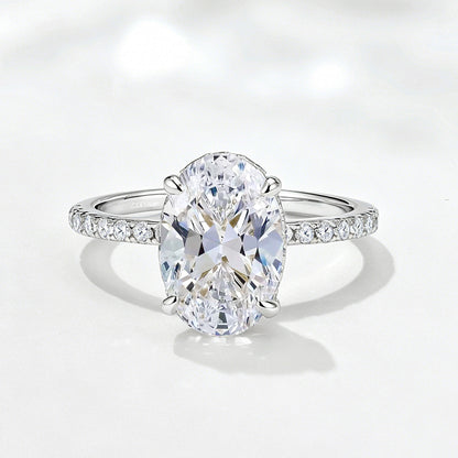 Zircon Ice Flower Cut Oval Ring Stackable Ring for Women