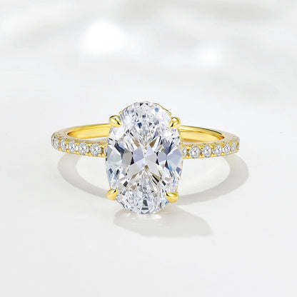 Zircon Ice Flower Cut Oval Ring Stackable Ring for Women