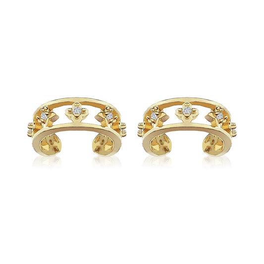 Zircon Inlaid Gold Plated Earrings