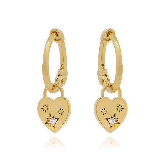 Zircon Inlaid Gold Plated Earrings