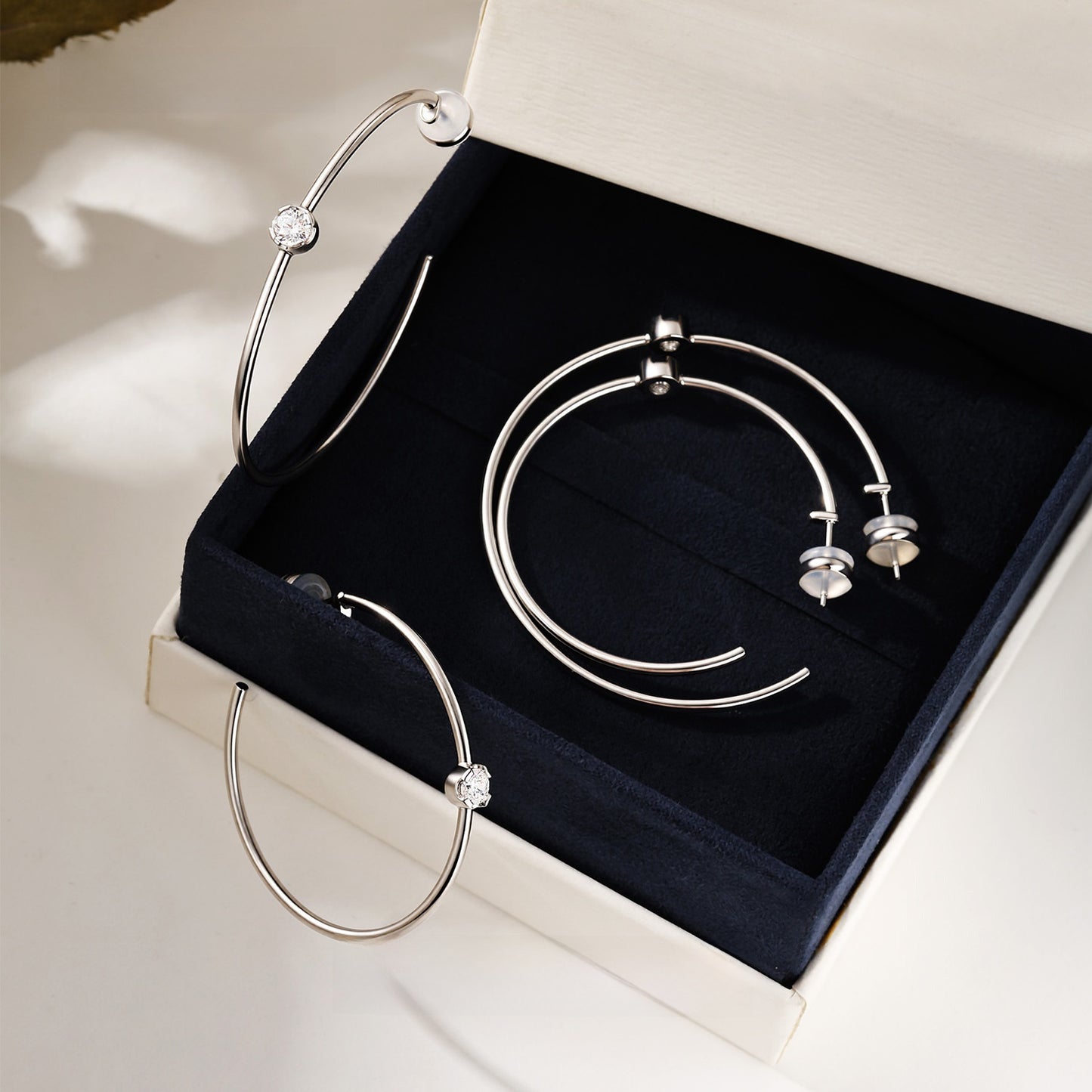 Zircon large hoop earrings