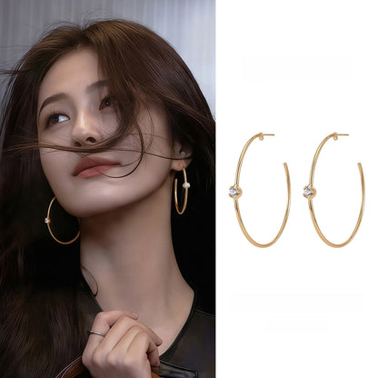 Zircon large hoop earrings