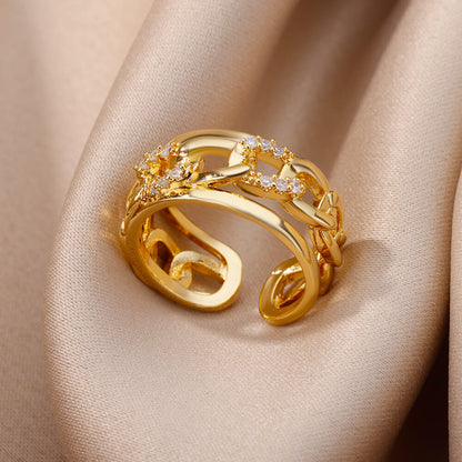 zircon leaf ring
