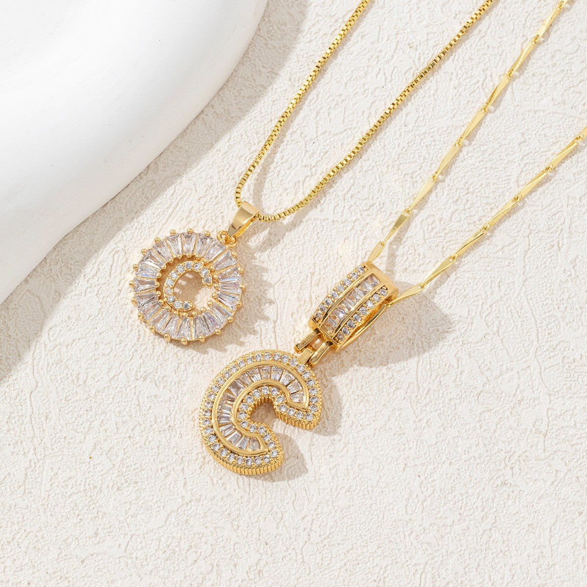 Zircon Letter Pendant Necklace