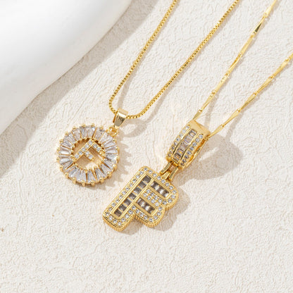 Zircon Letter Pendant Necklace