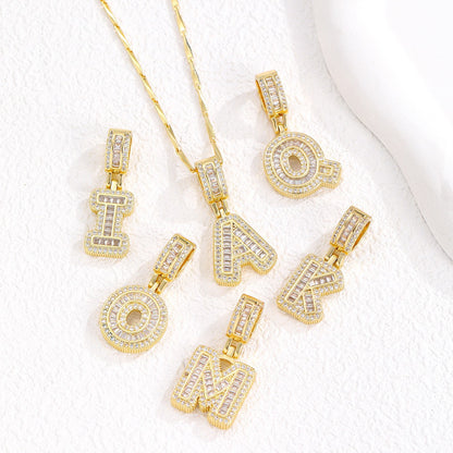 Zircon Letter Pendant Necklace