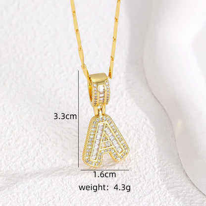 Zircon Letter Pendant Necklace