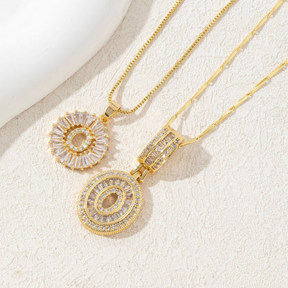 Zircon Letter Pendant Necklace