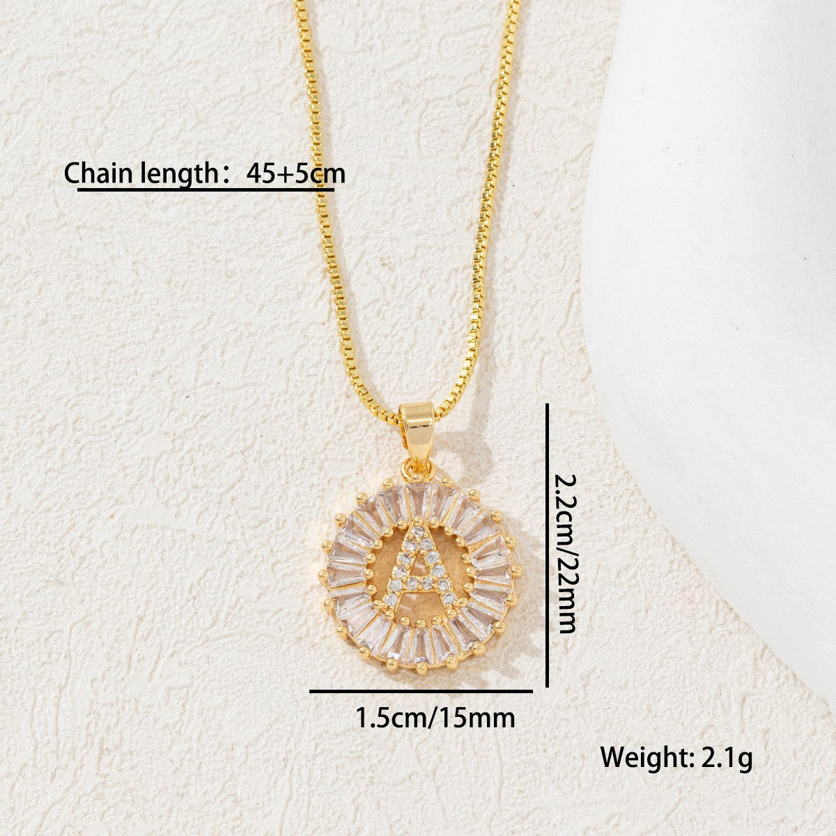 Zircon Letter Pendant Necklace