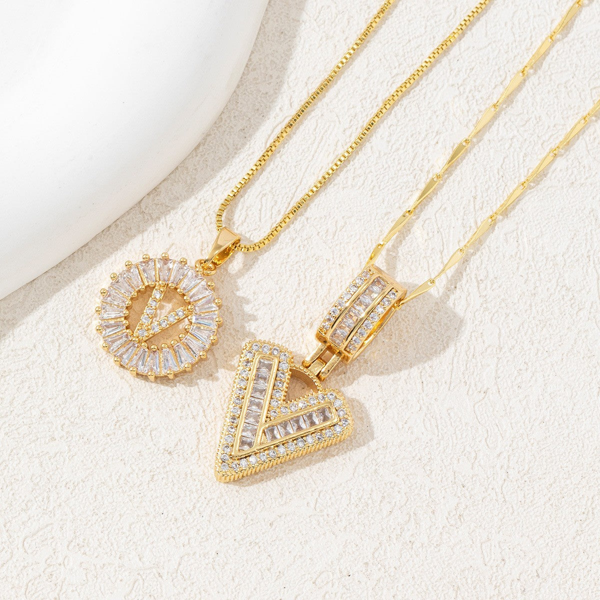 Zircon Letter Pendant Necklace