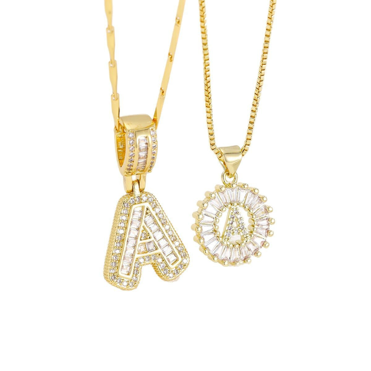 Zircon Letter Pendant Necklace