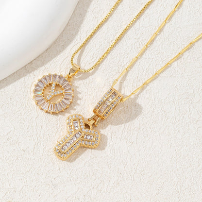 Zircon Letter Pendant Necklace