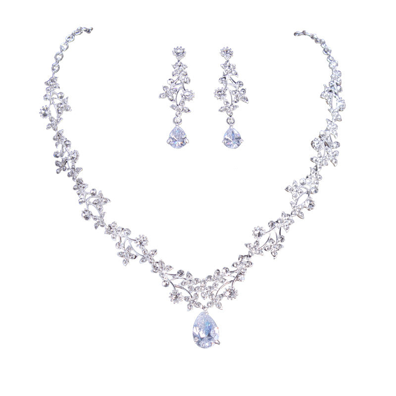 Zircon Necklace and Earrings Set for Wedding