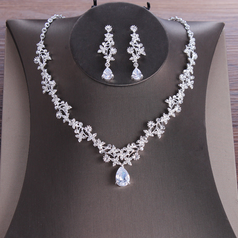 Zircon Necklace and Earrings Set for Wedding