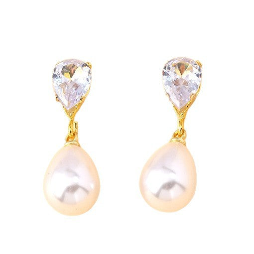 Zircon pearl pendant earrings
