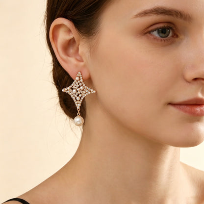 Zircon Pearl Stud Earrings