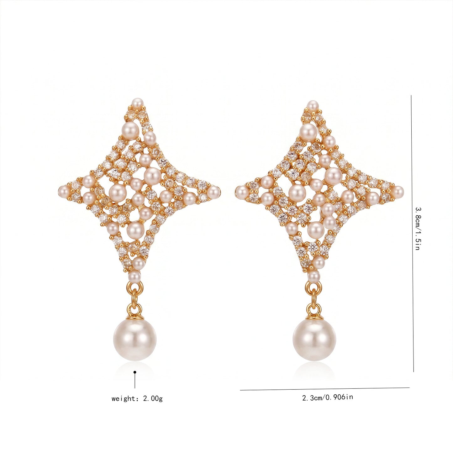 Zircon Pearl Stud Earrings