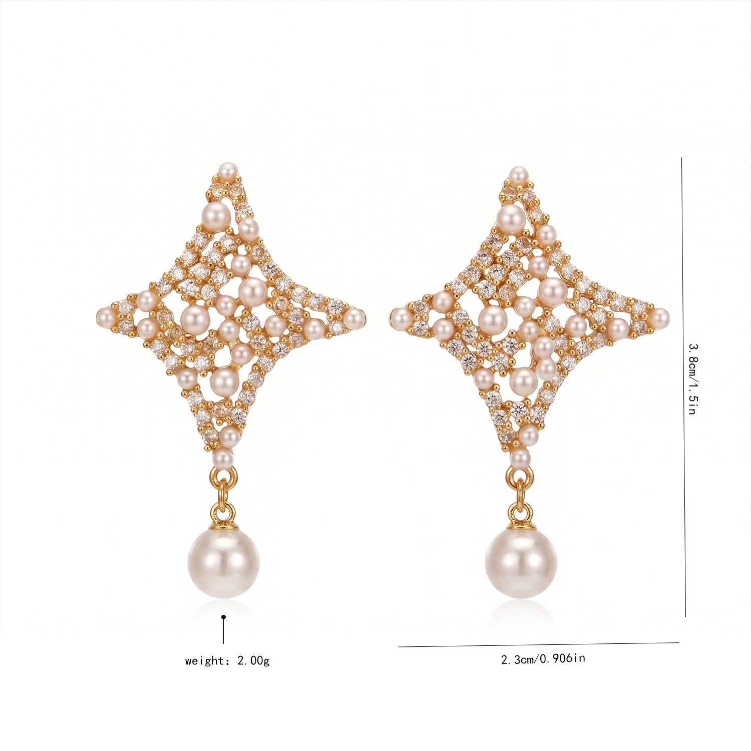 Zircon Pearl Stud Earrings